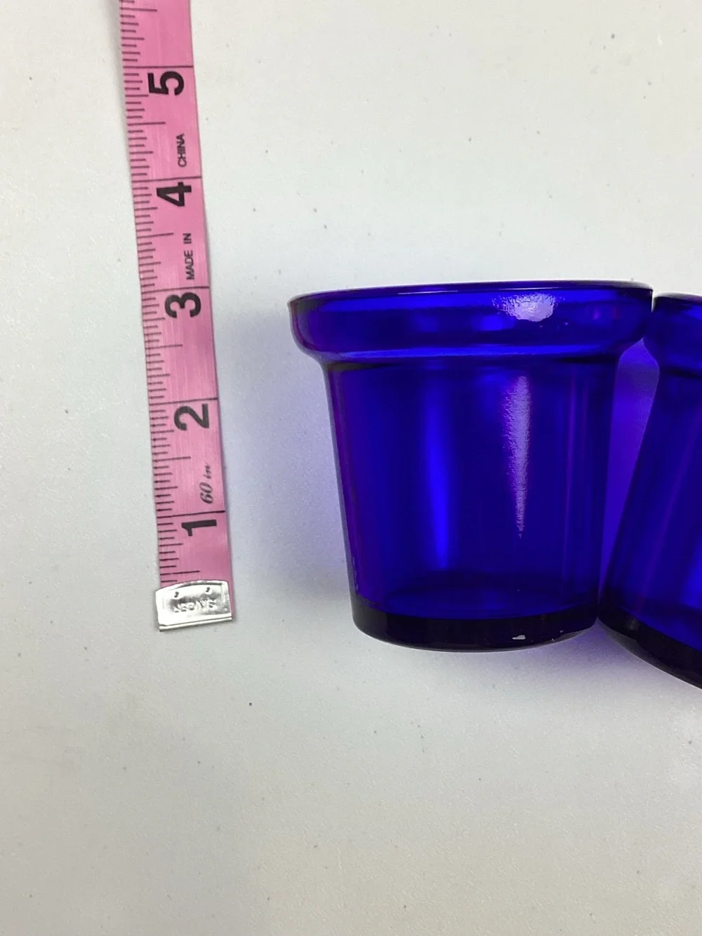 Two Vintage Cobalt Blue Glass Votive Candle Holders/Planters/Toothpick Holders